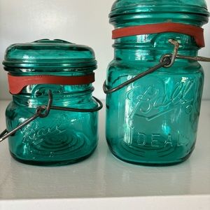 Vintage Ball Ideal Teal Blue Mason Jar Set